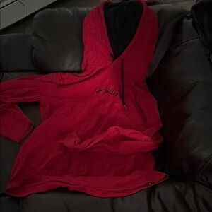 Hollister Vibrant Red Pullover with Black Hood